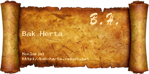Bak Herta névjegykártya